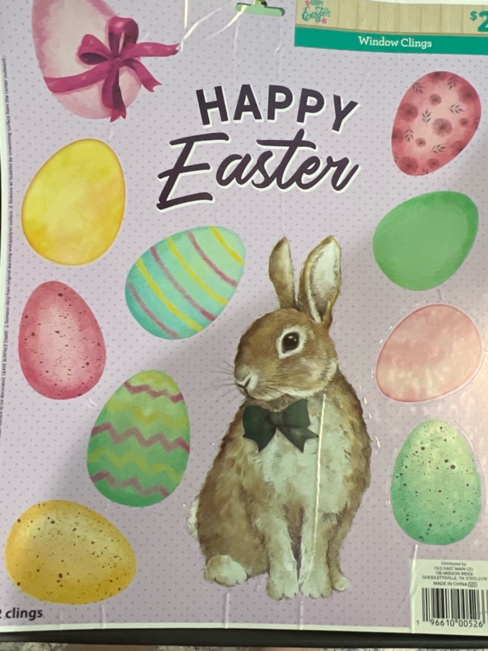 Happy Easter Window Clings - Bunny & Colorful Eggs